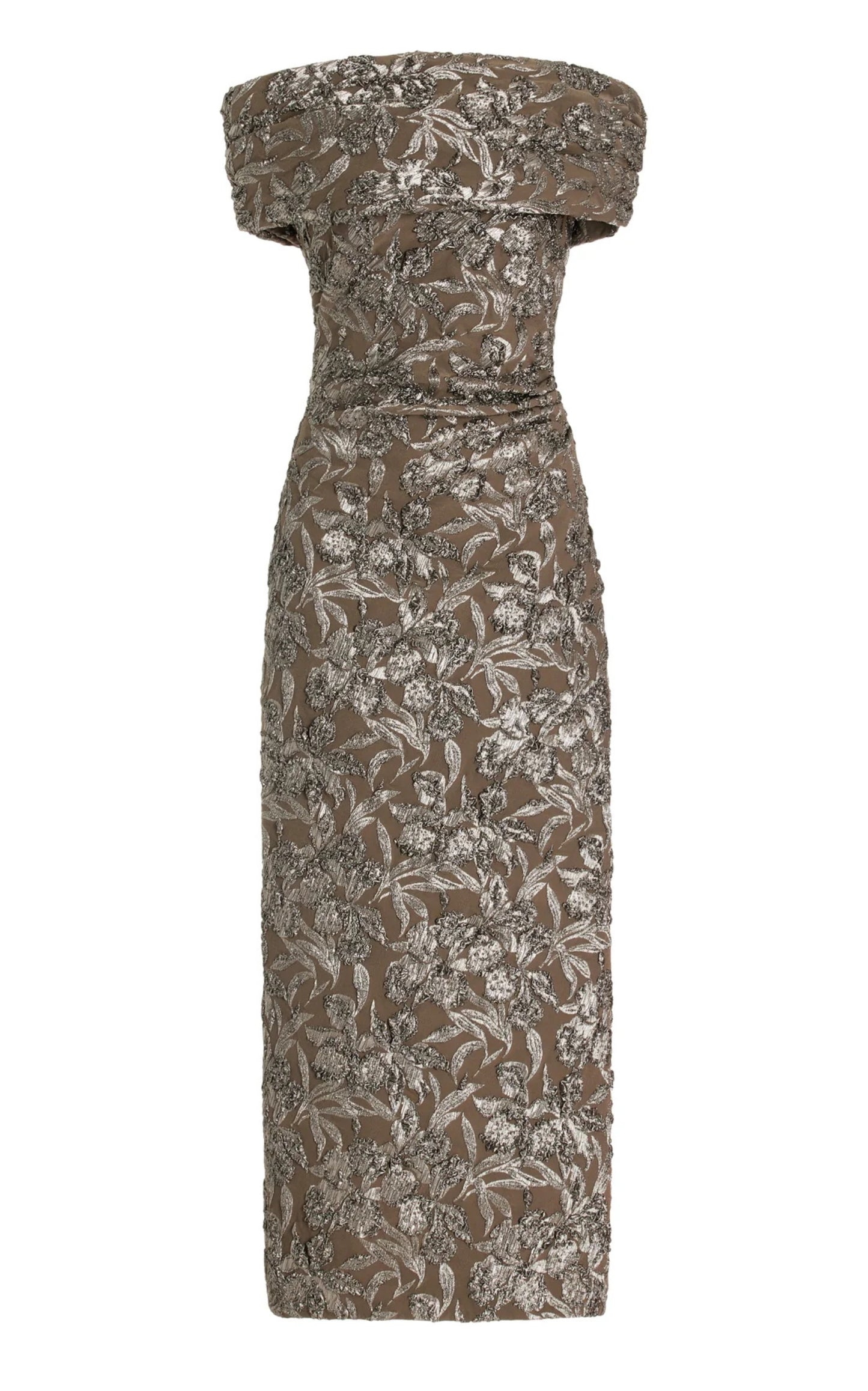 Midikleid aus floralem Metallic-Jacquard