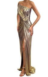 Goldenes Metallic-Cocktail-Abschlussballkleid