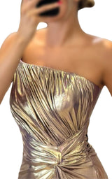 Goldenes Metallic-Cocktail-Abschlussballkleid