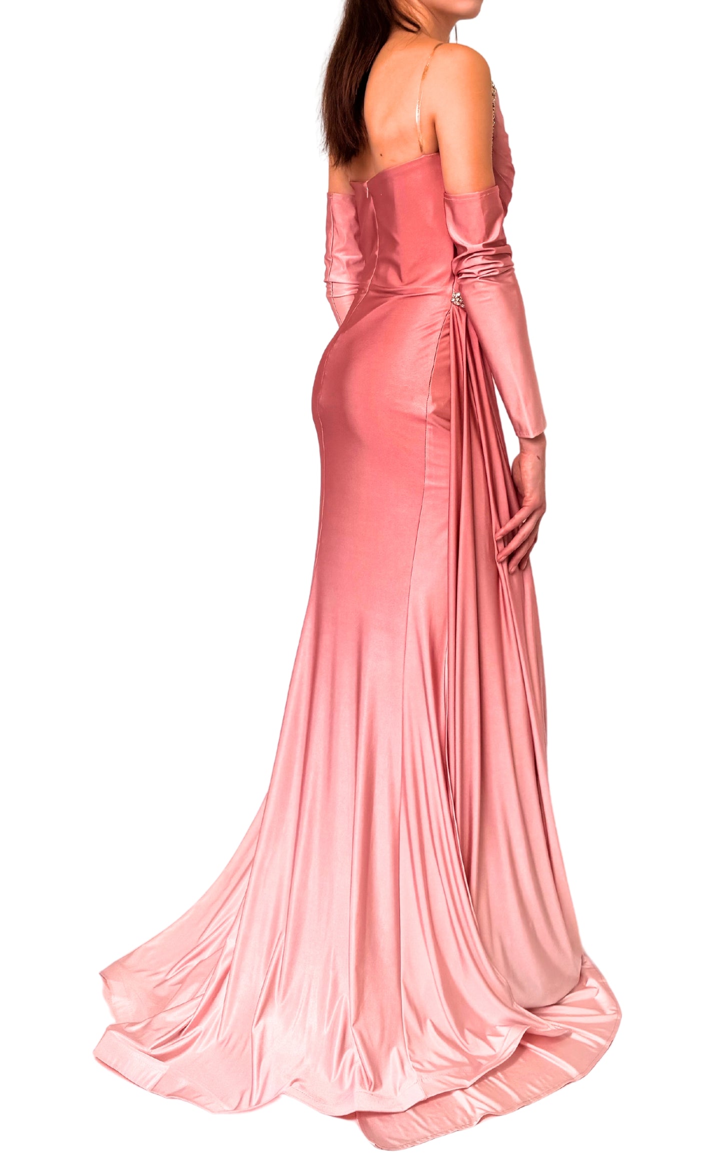 Hellrosa Ombre-Kleid mit Strassverzierung