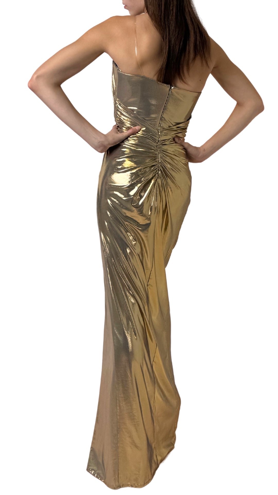 Goldmetallisches Cocktail-Abschlussballkleid