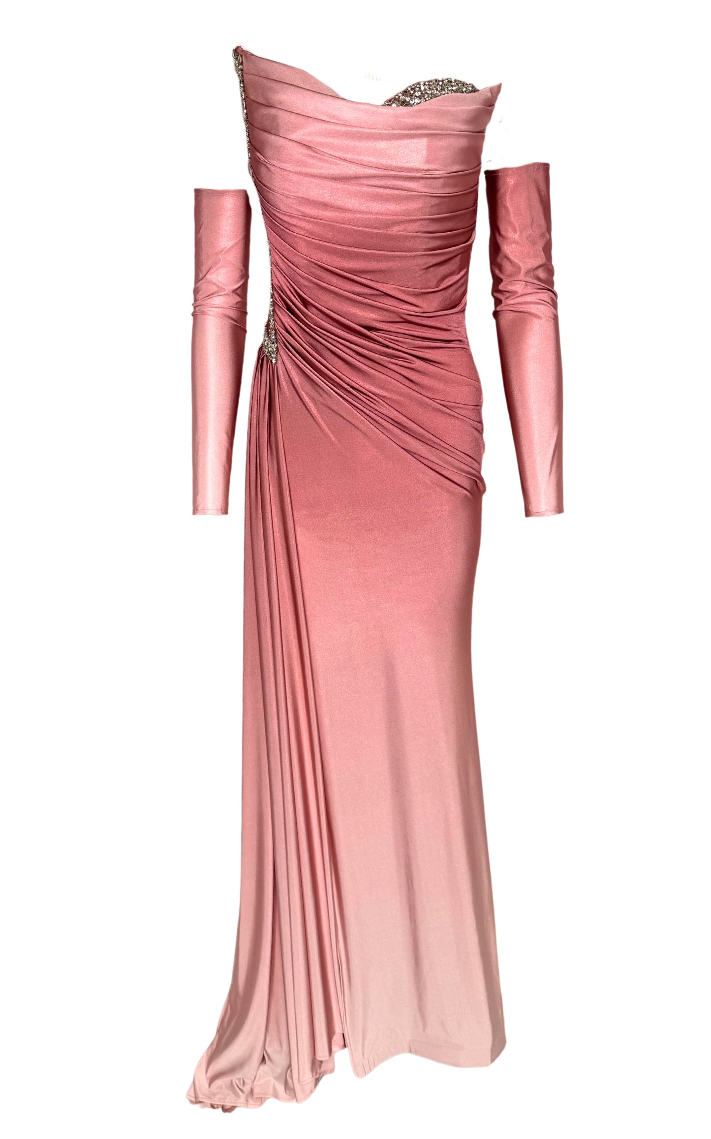 Hellrosa Ombre-Kleid mit Strassverzierung