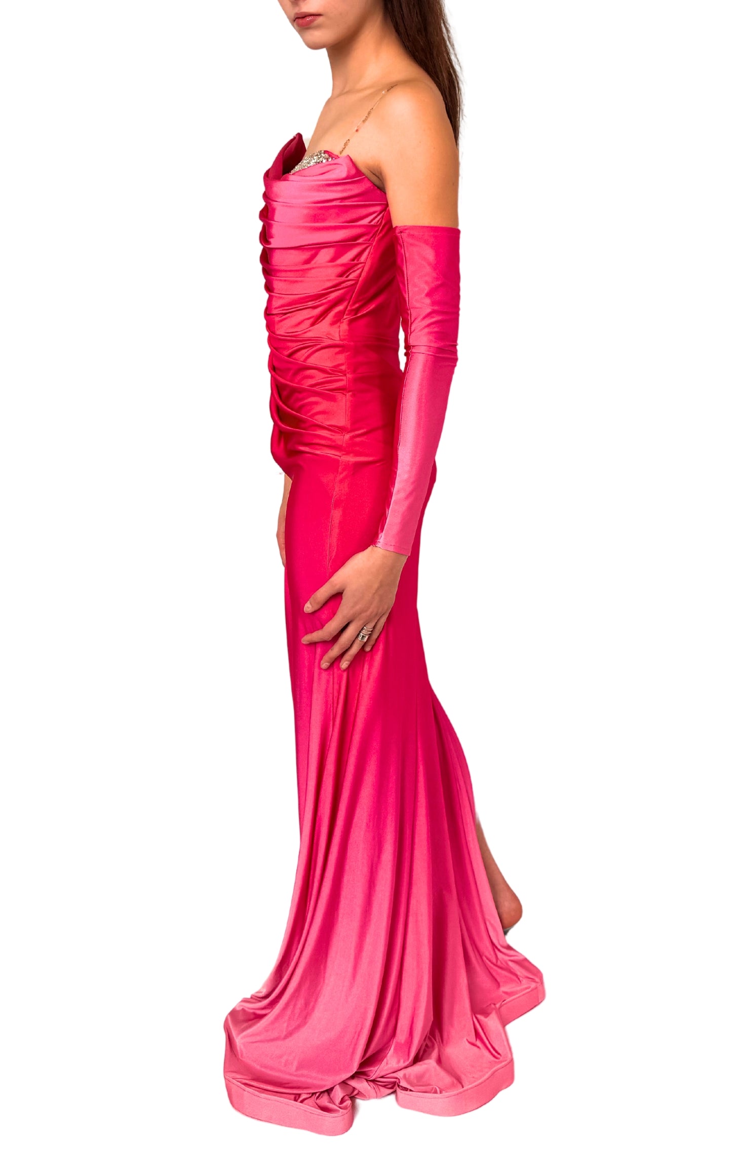 Rosa Ombre-Kleid mit Strassverzierung