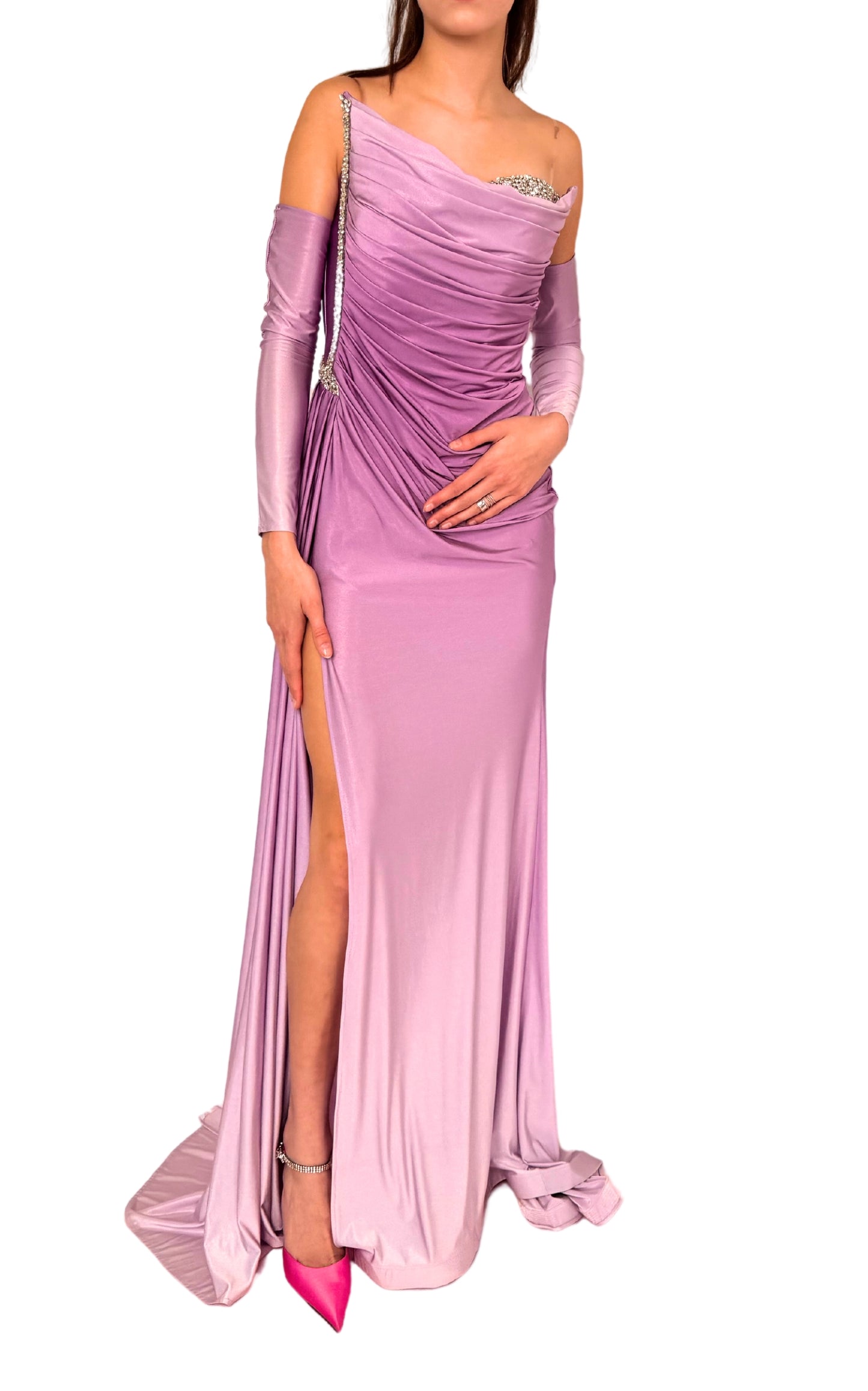 Lila Ombre-Kleid mit Strassverzierung