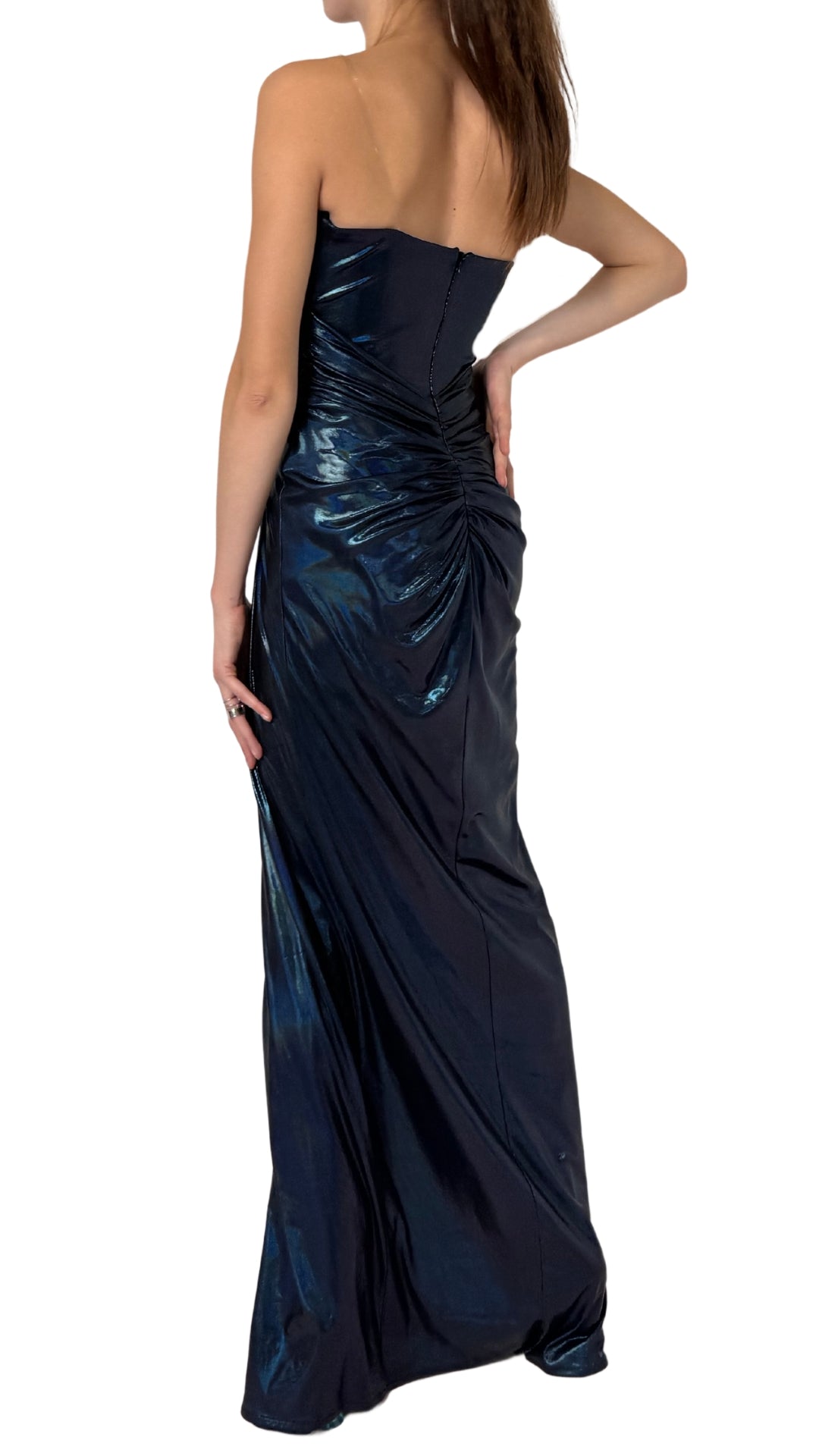 Blaues Metallisches Cocktail-Abendkleid