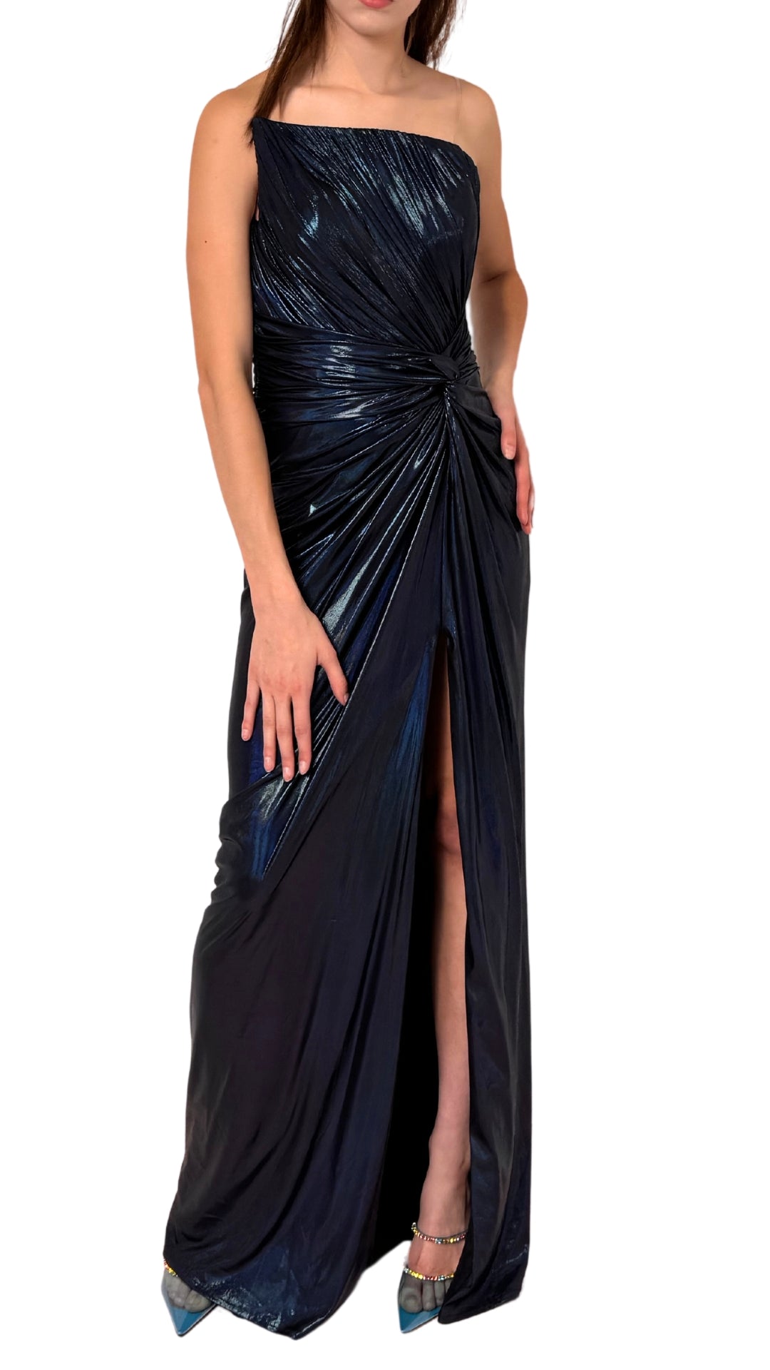 Blaues Metallisches Cocktail-Abendkleid