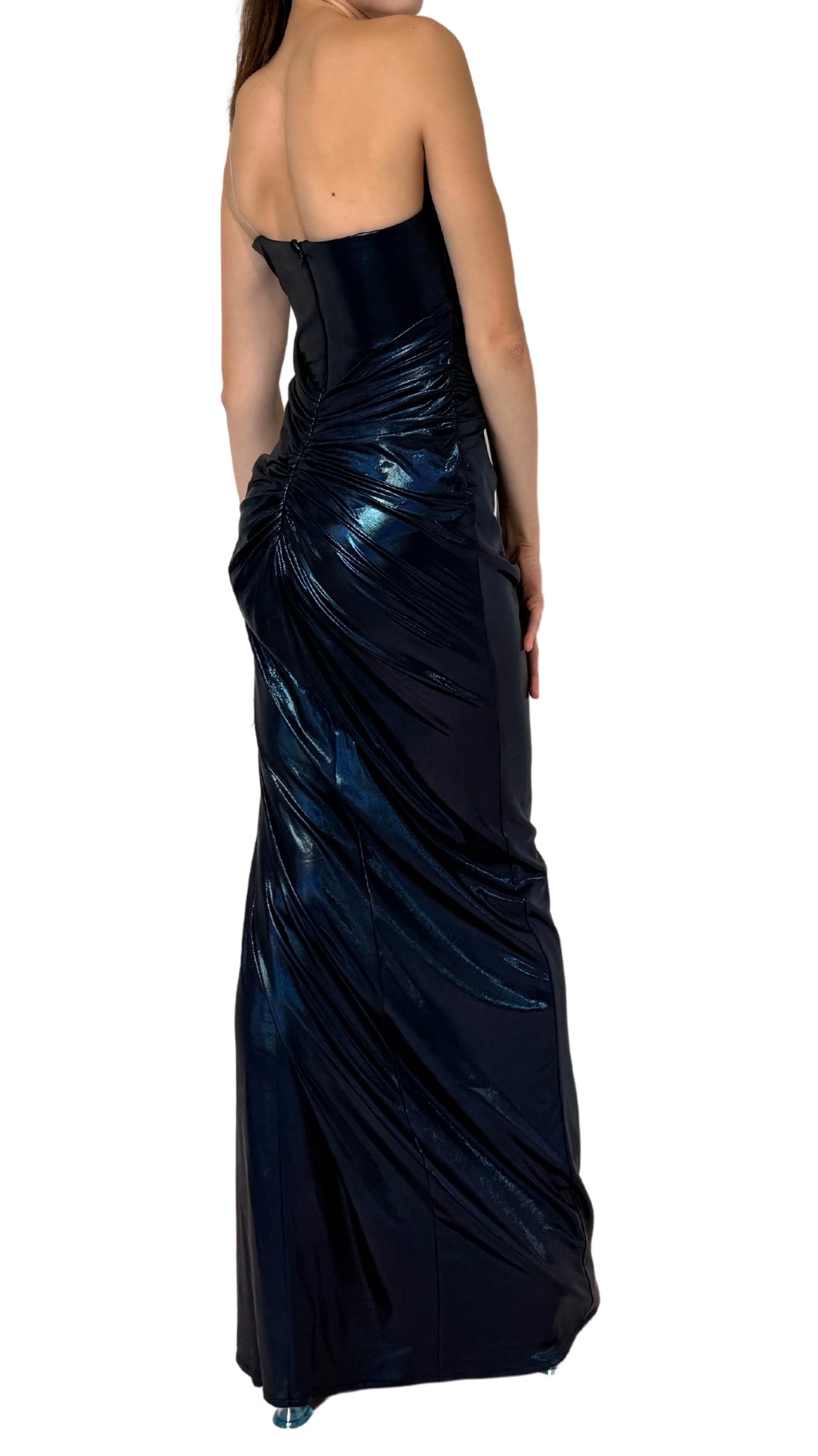 Blaues Metallisches Cocktail-Abendkleid