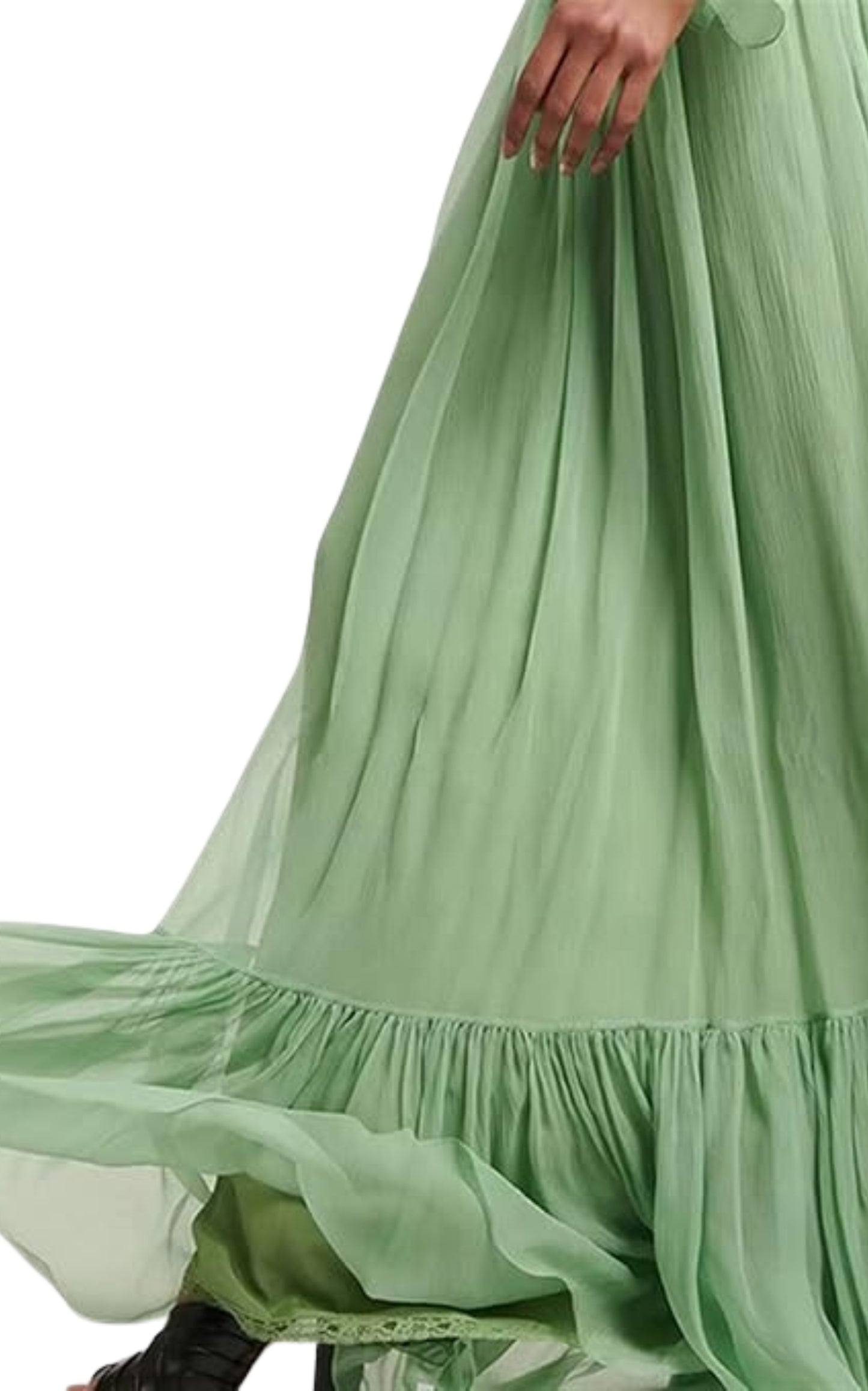 Grünes Chiffon-Seidenkleid