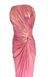 Pink Metallic Hue Body Con Maxi Cocktail Dress