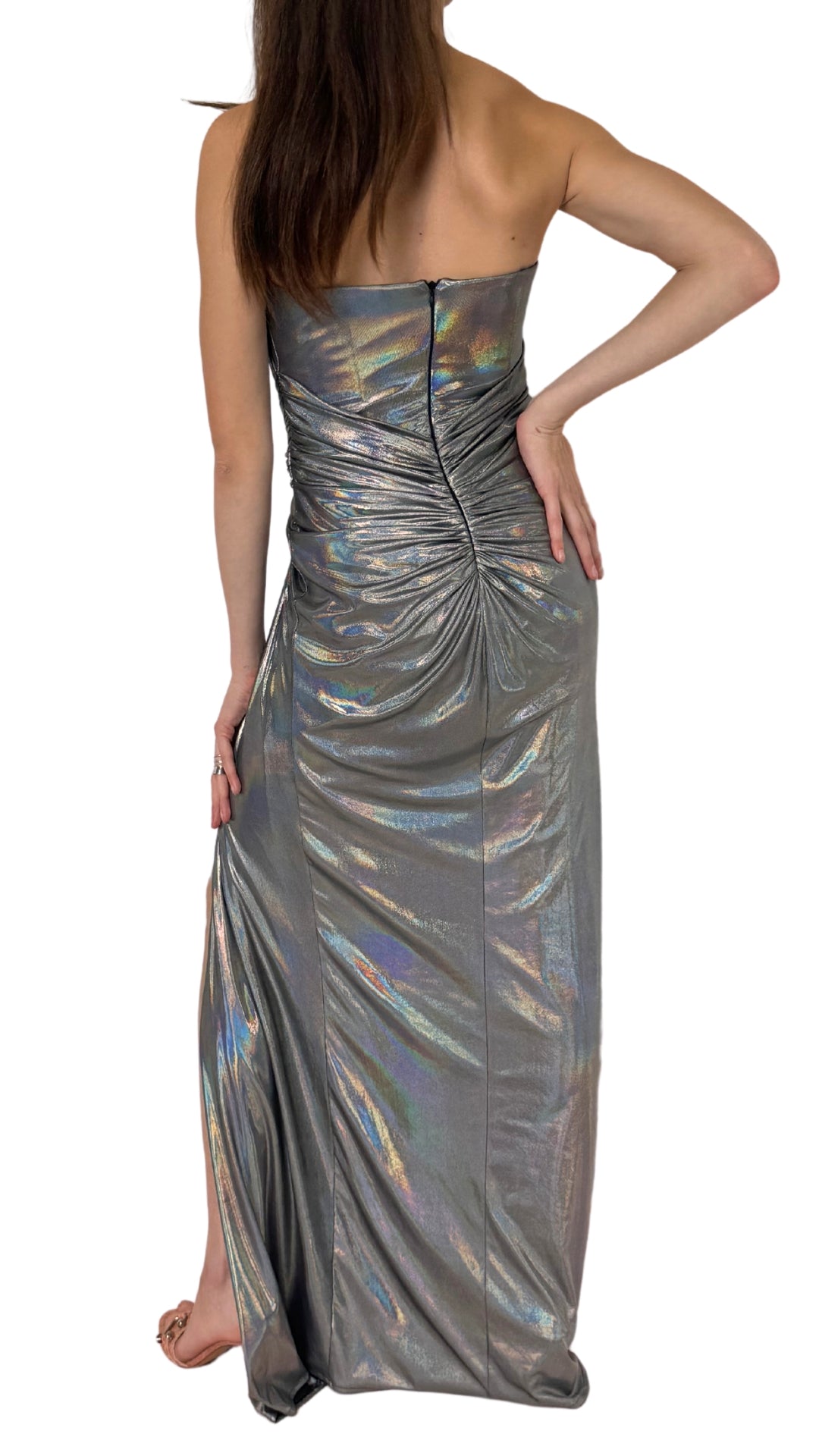 Silbernes Metallisches Cocktail-Abschlussballkleid