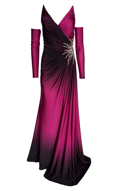 Mit Strass verziertes Burgunder-Ombre-Partykleid, das beeindrucken wird