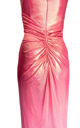 Pink Metallic Hue Body Con Maxi Cocktail Dress