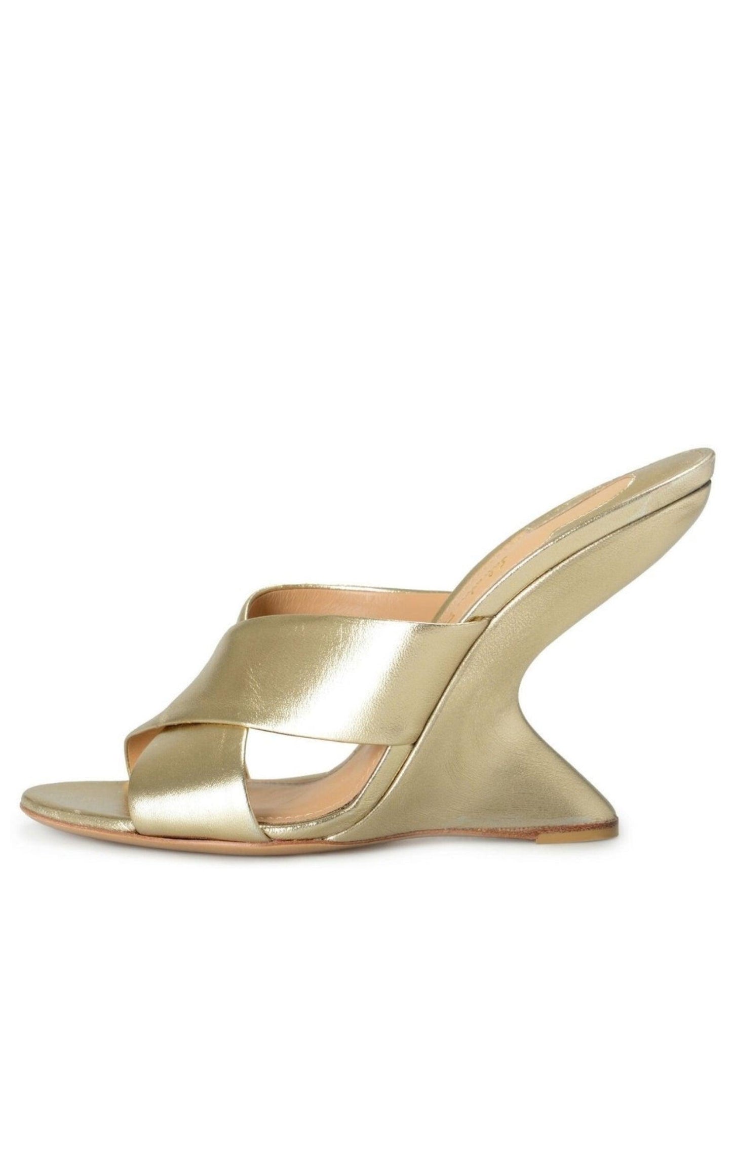  Salvatore FerragamoAlcamo Gold Leather Wedges Sandals - Runway Catalog