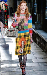  GucciEmbroidered Tartan Wool Skirt - Runway Catalog