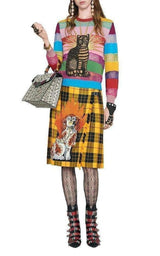  GucciEmbroidered Tartan Wool Skirt - Runway Catalog