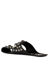 Folded Embellished Leather Sandals Alaïa