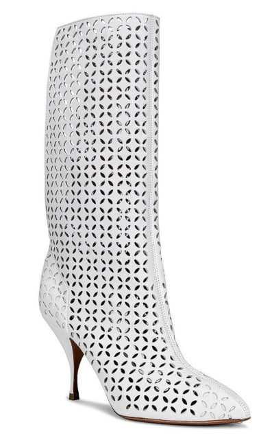 Petal Perforated Knee Boots Alaïa