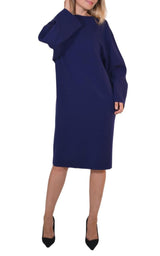 Purple Wool Midi Dolman Long Sleeve Dress Alaïa