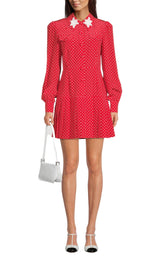 Polka Dot Print Silk Shirt Dress Alessandra Rich