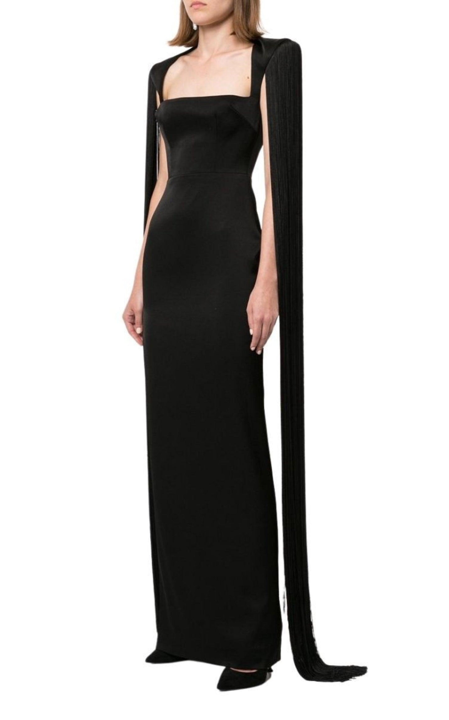 Dallas Fringed-Sleeve Gown Alex Perry