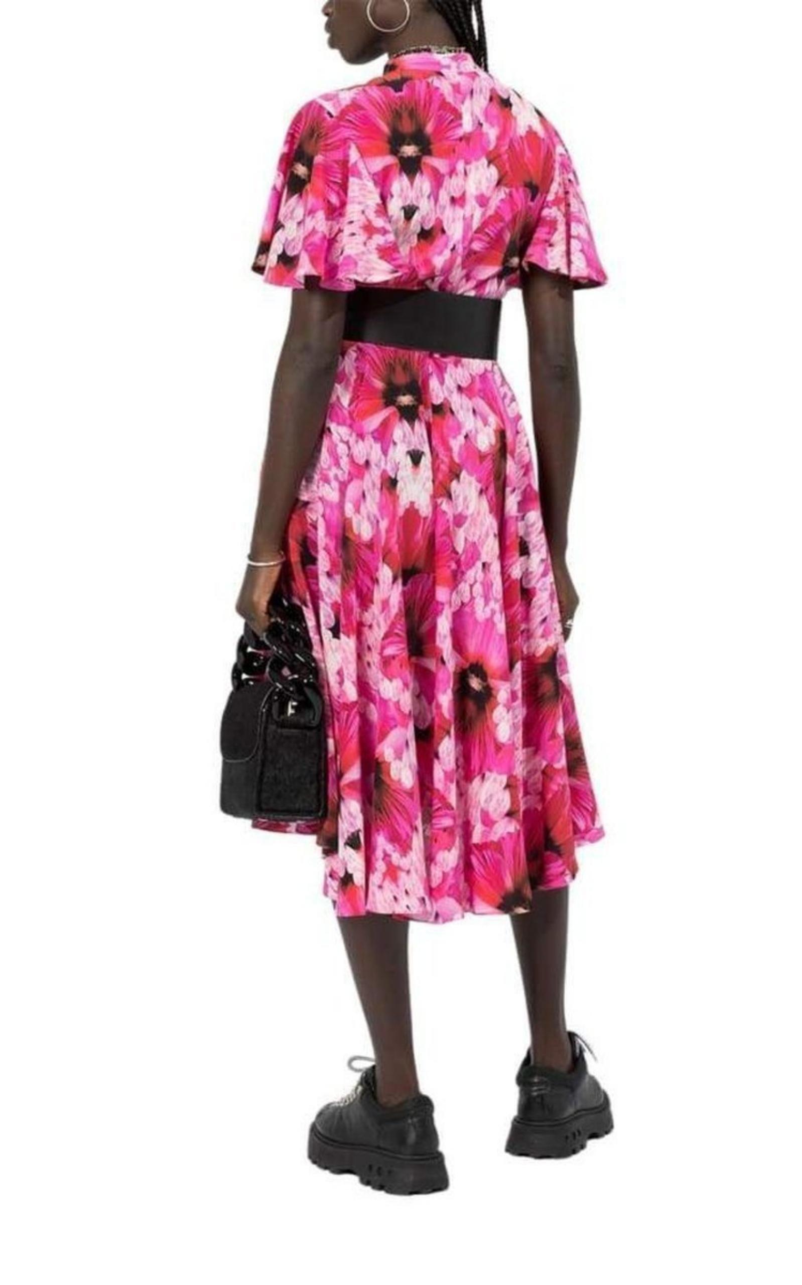 Flower Print Silk Tea Dress Alexander McQueen