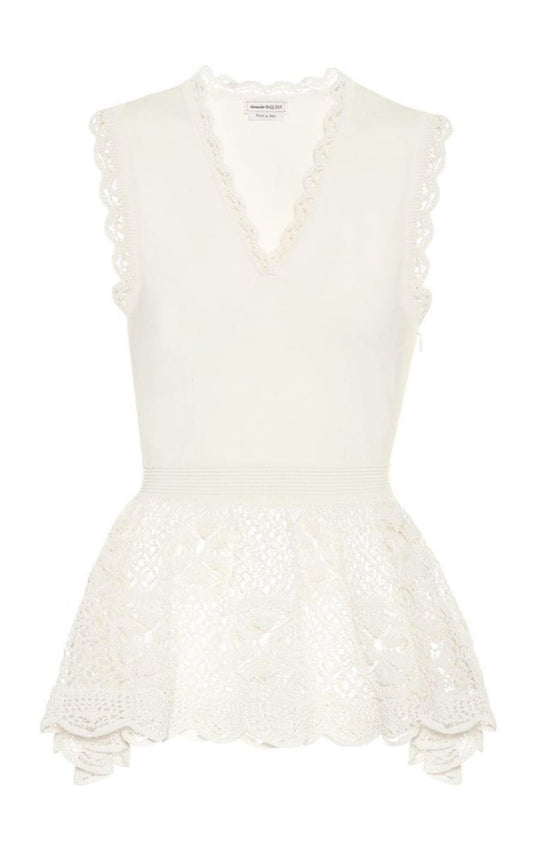 Lace-details Peplum Top Alexander McQueen