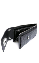 Black Shoulder Wallet Crocodile Embossed Leather Alexander Wang