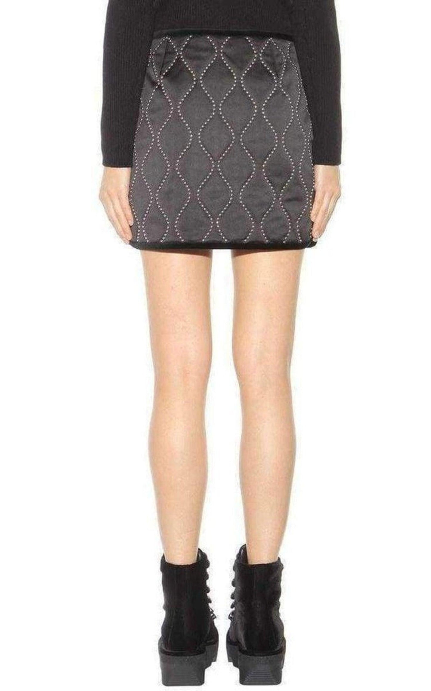 Studded Embellished Black Satin Skirt Alexander Wang