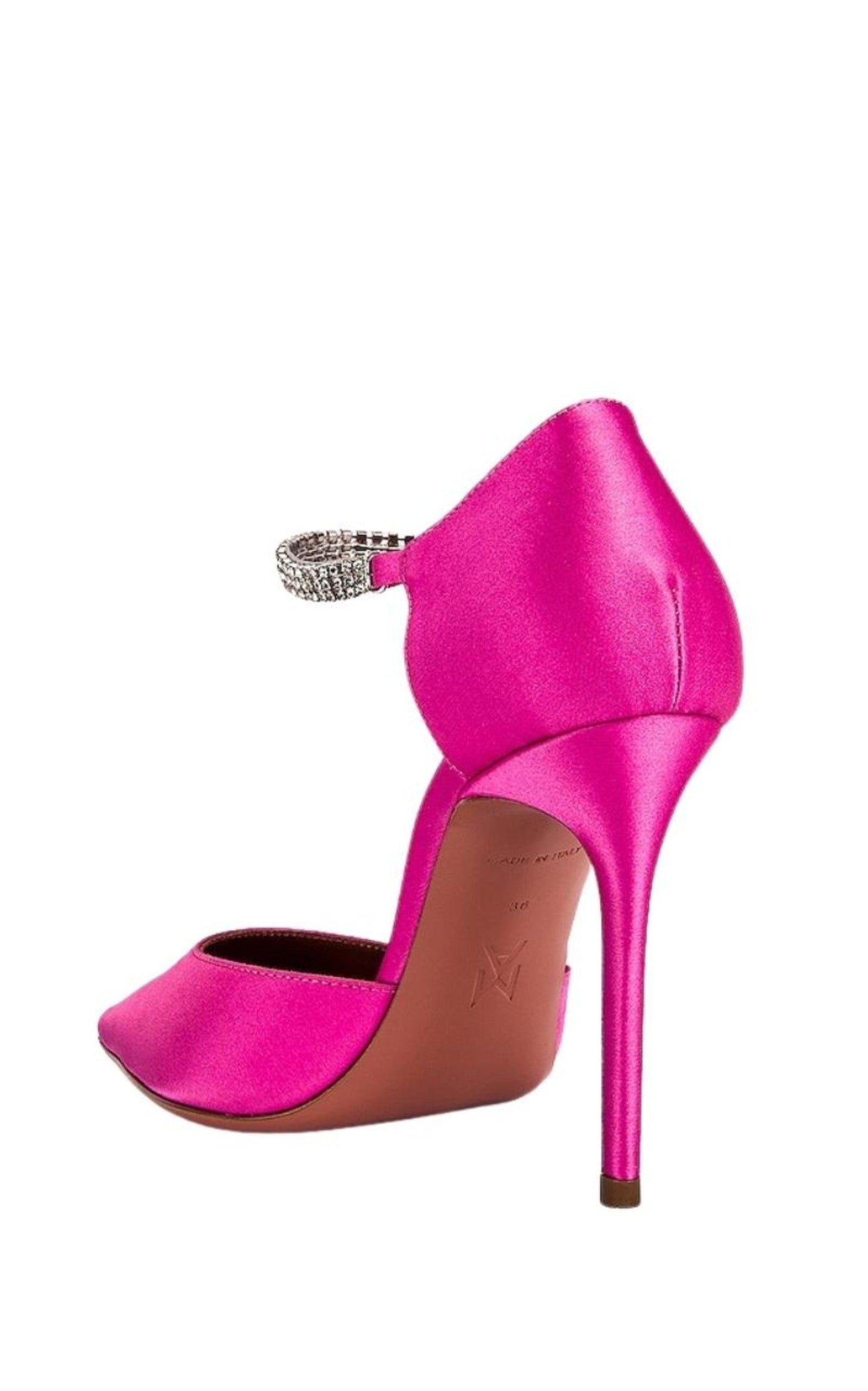 Amina Muaddi Ursina Pink Satin Pumps