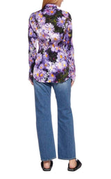 Balenciaga Floral Printed Crinkled Effect Silk Shirt