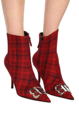 Logo Plaid Canvas Ankle Boots Balenciaga