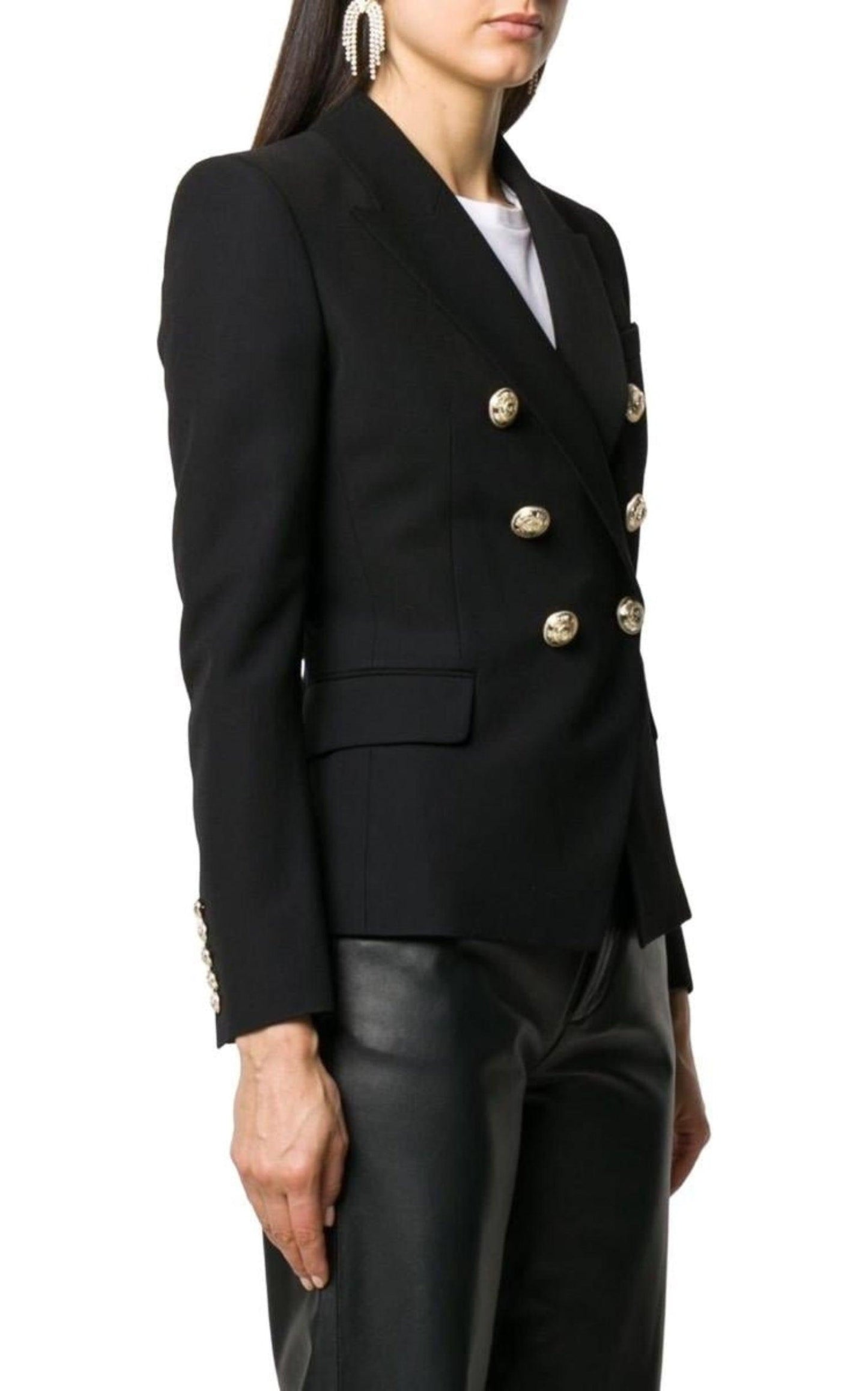 Black Double-Breasted Blazer Jacket Balmain