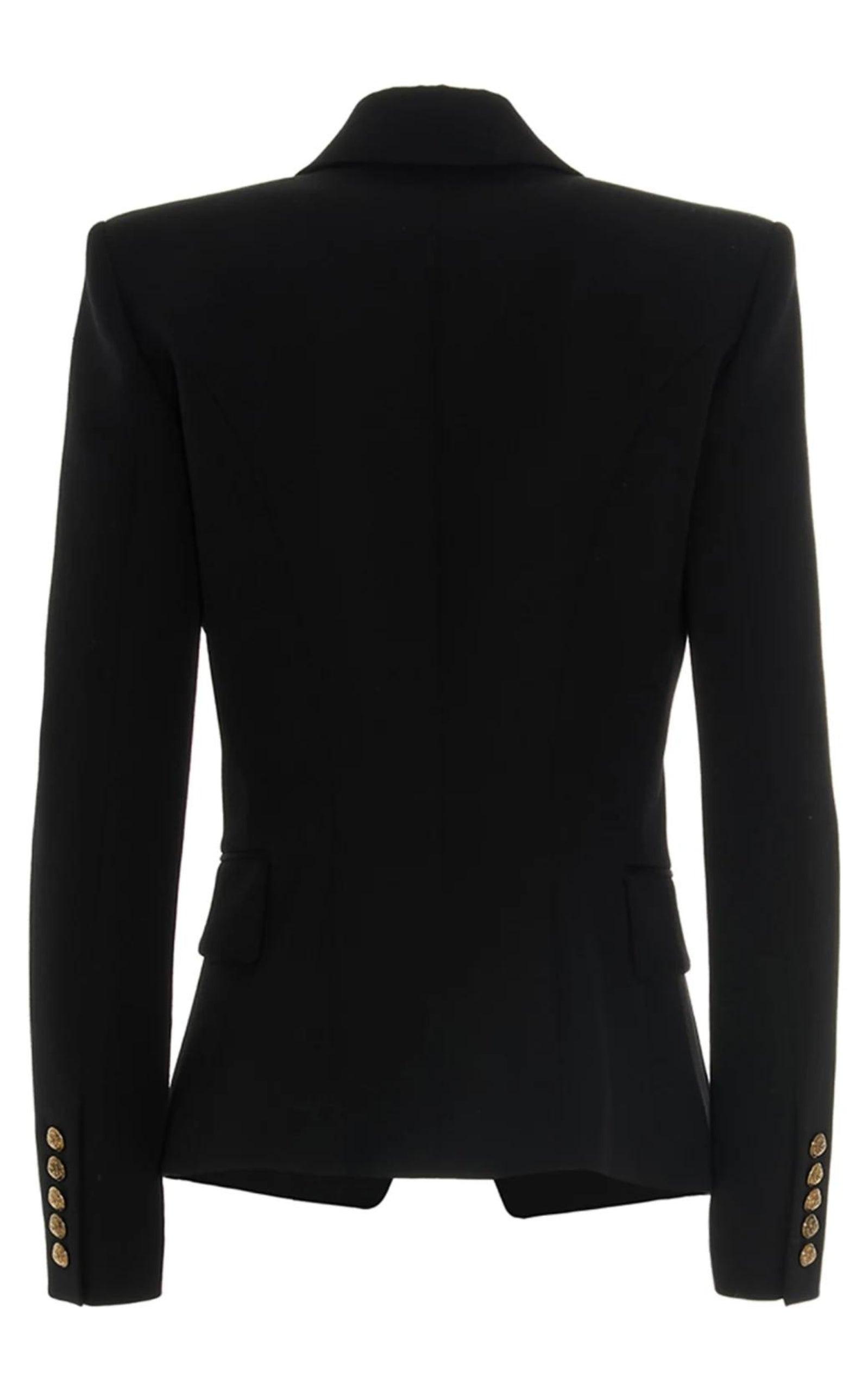 Black Wool Classic Double-Breasted Blazer Balmain