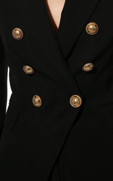 Black Wool Classic Double-Breasted Blazer Balmain