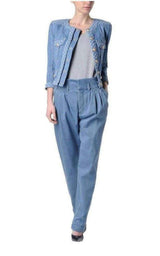 Blue Denim High Waist Pants Balmain