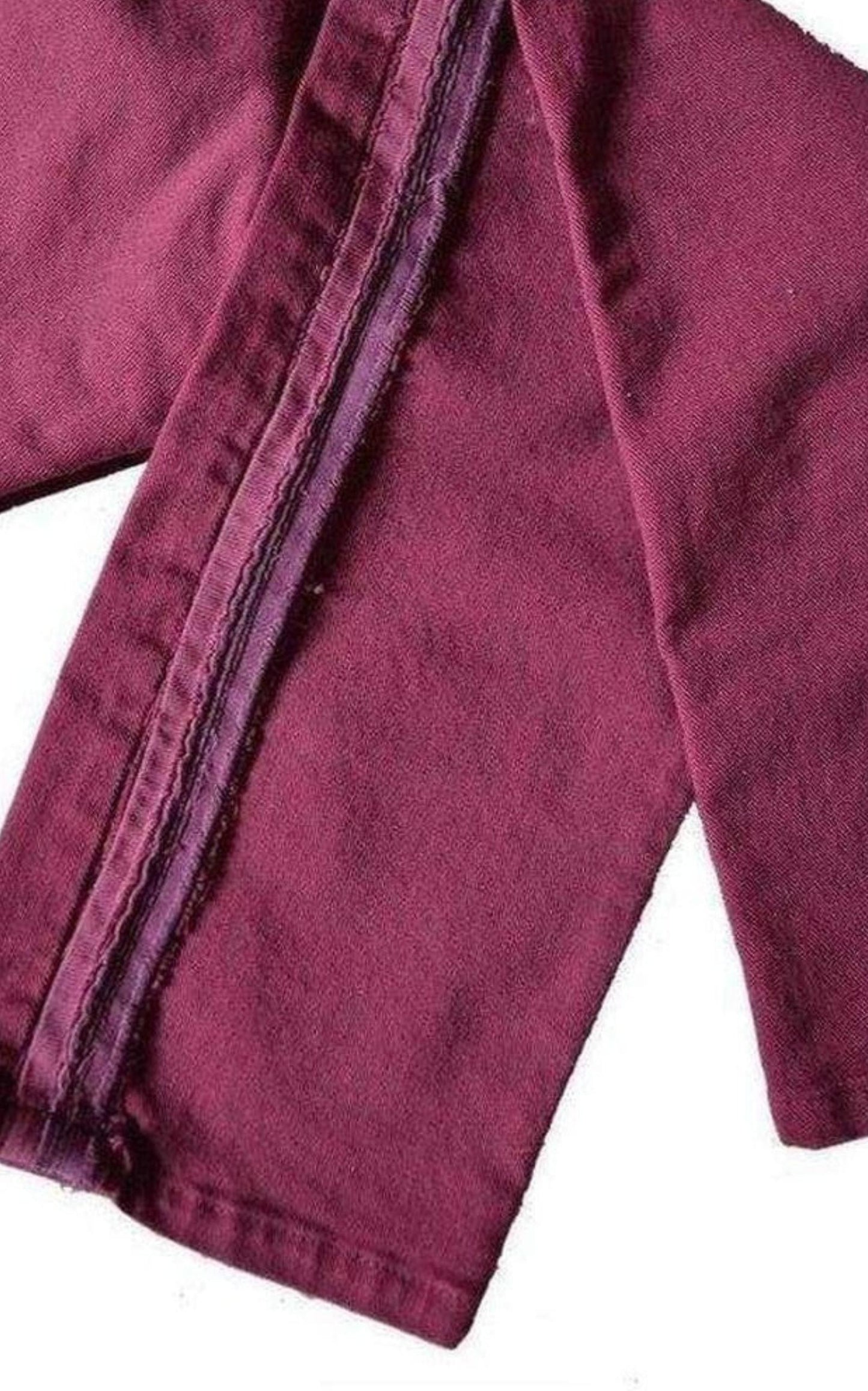 Burgundy Embroidered Trimming Slim Stretch Jeans Balmain