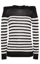 Crew Neck Stripe Long Sleeve Jumper Balmain