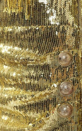 Fringed Gold Sequined Midi Dress Balmain