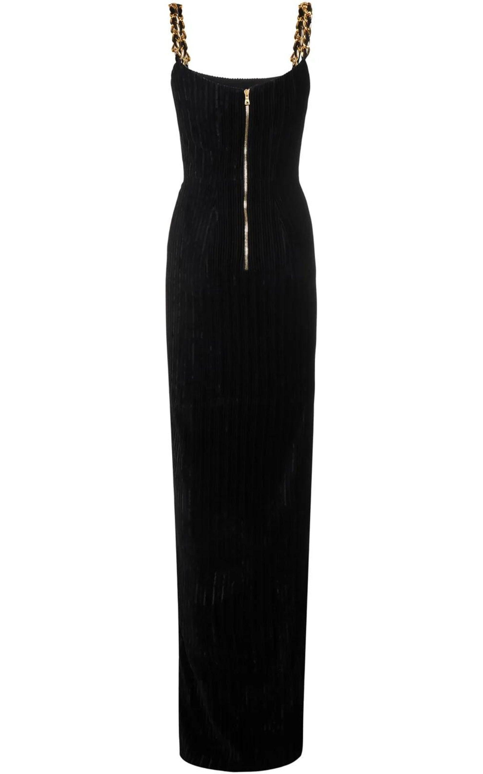 Front Slit Chain Linked Maxi Dress Balmain