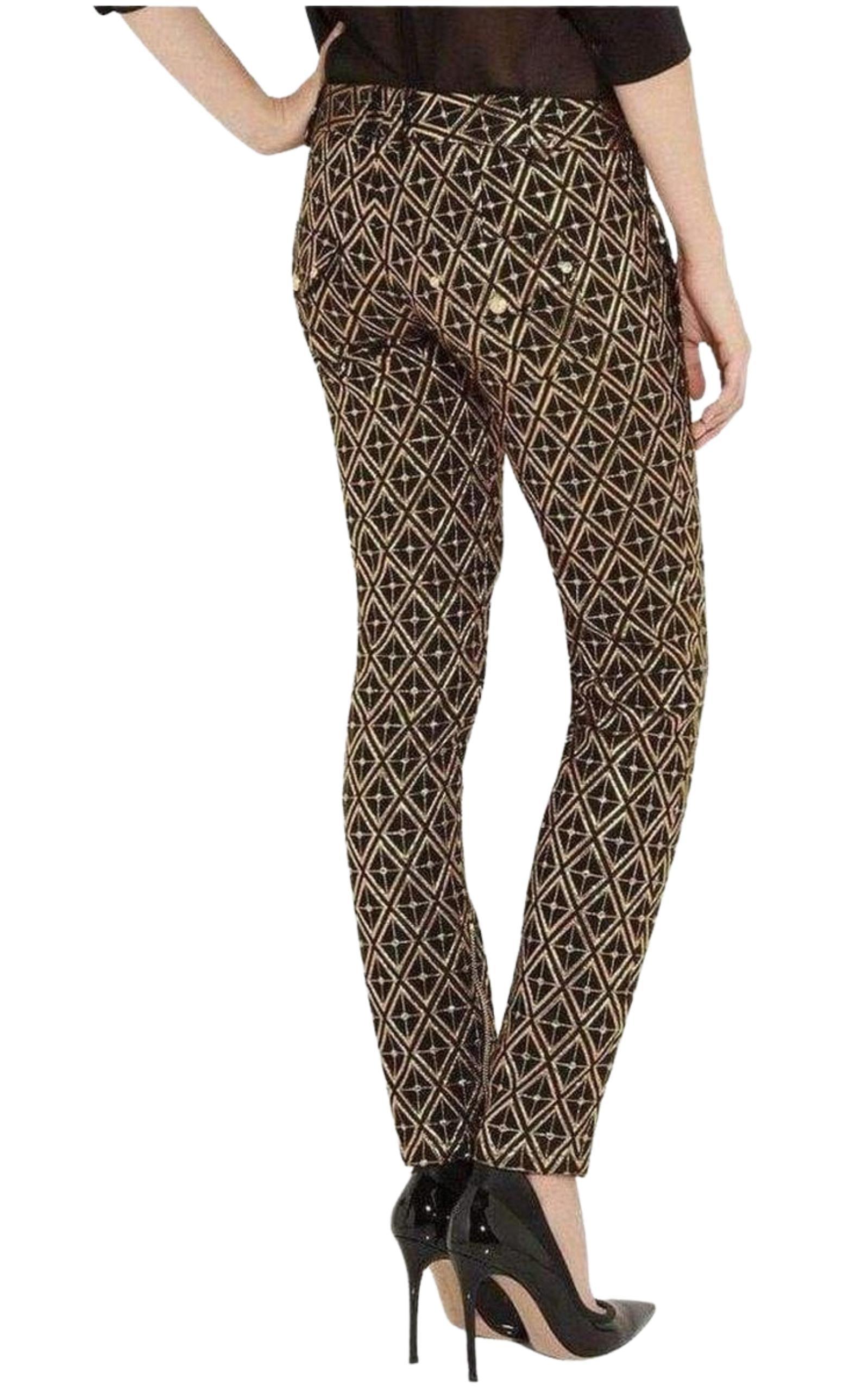 Metallic jacquard skinny pants Balmain