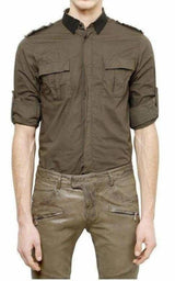 Military Khaki Shirt Style Balmain