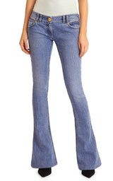 Monogram Low-Rise Bootcut Jeans Balmain