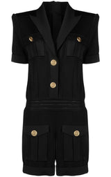 Peak Lapel Knitted Jumpsuit Balmain