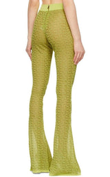 Balmain Semi-sheer Monogram Pattern Flared Pants