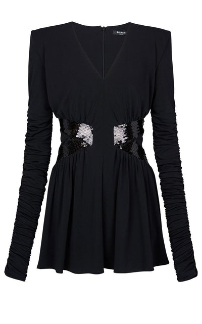 Sequin-embellished V-neck Mini Dress Balmain