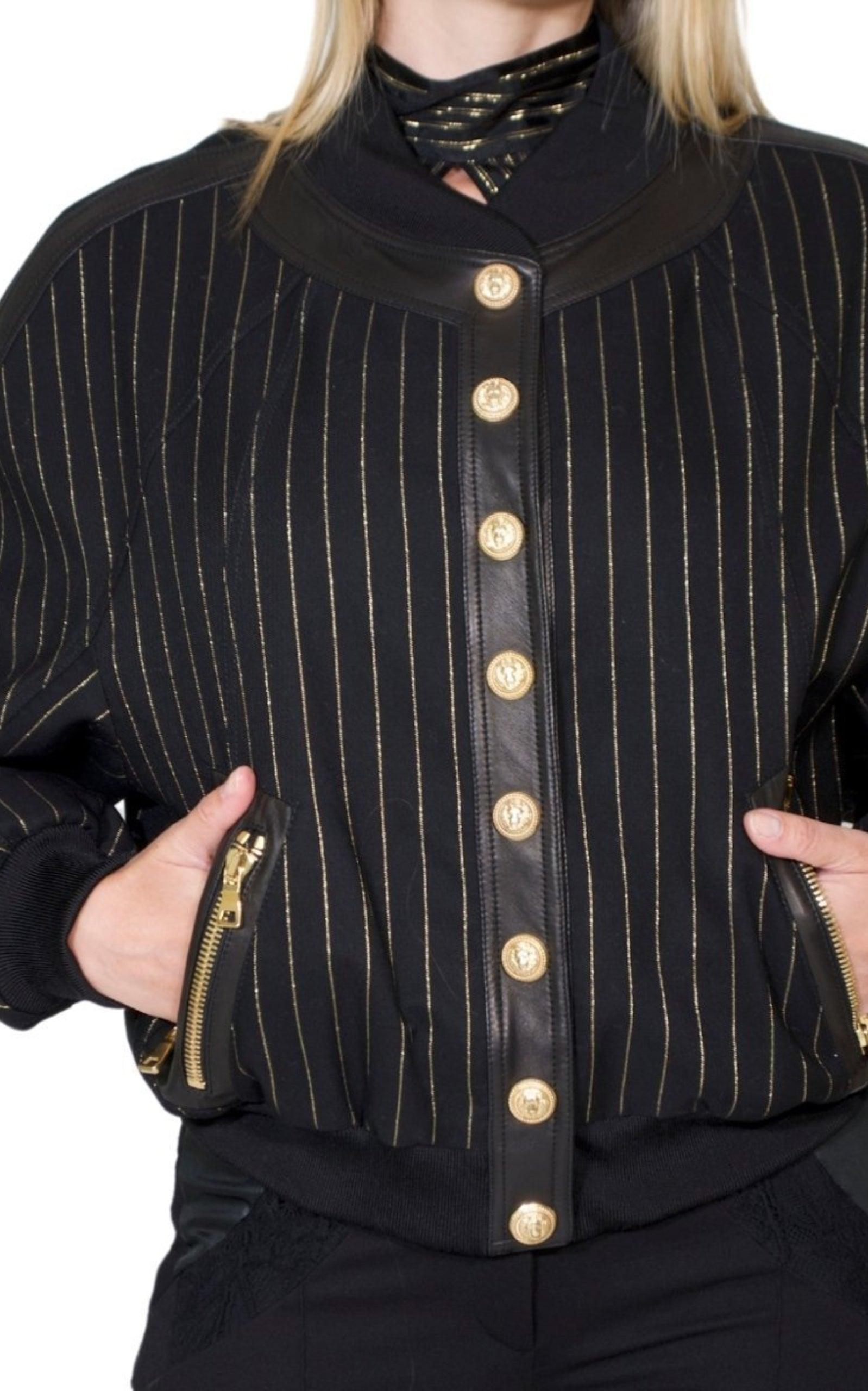 Striped Cotton Teddy Jacket Balmain