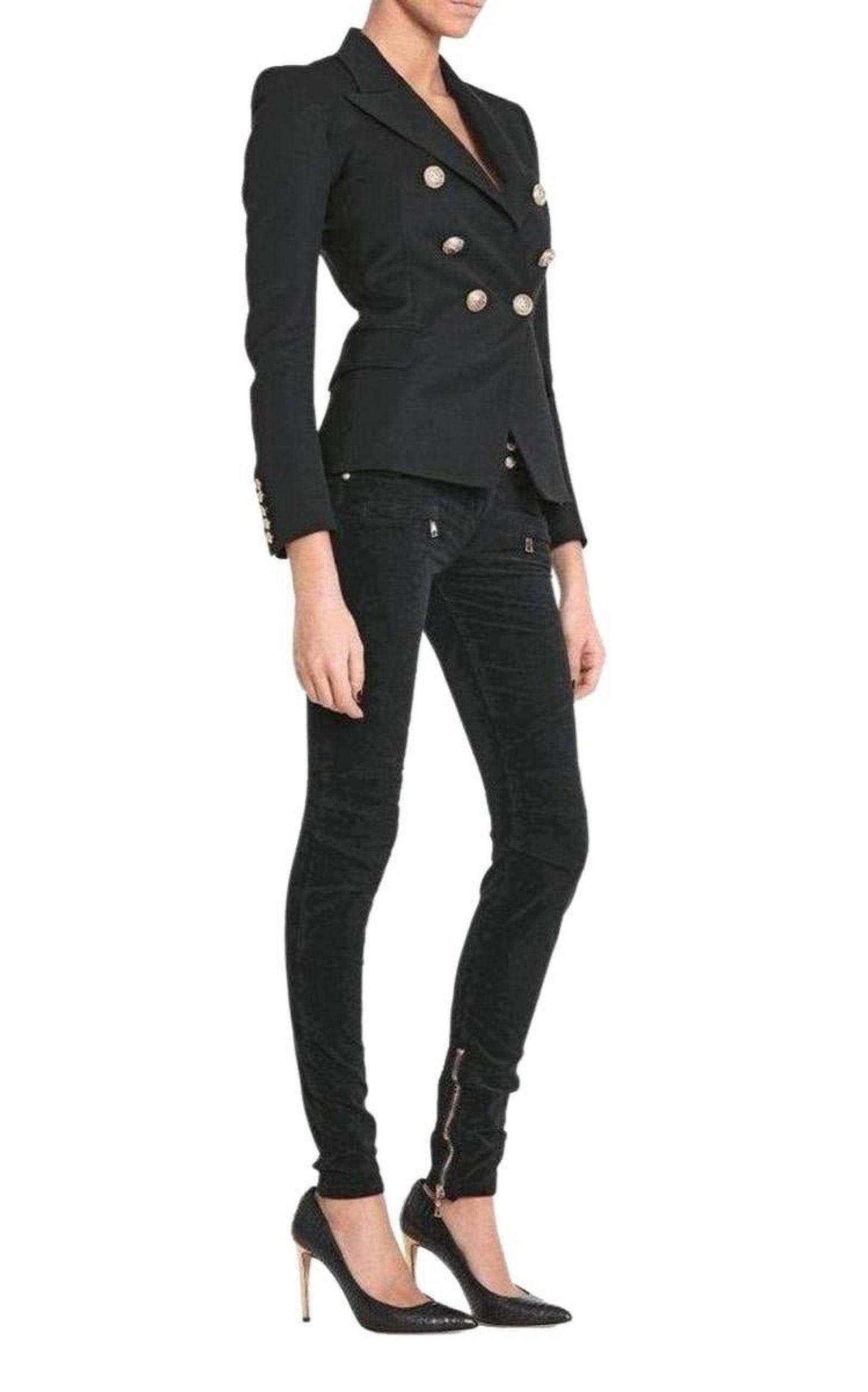 Velvet Biker Jeans Balmain