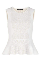 Alonya Pointelle Jacquard Peplum Pullover BCBGMAXAZRIA