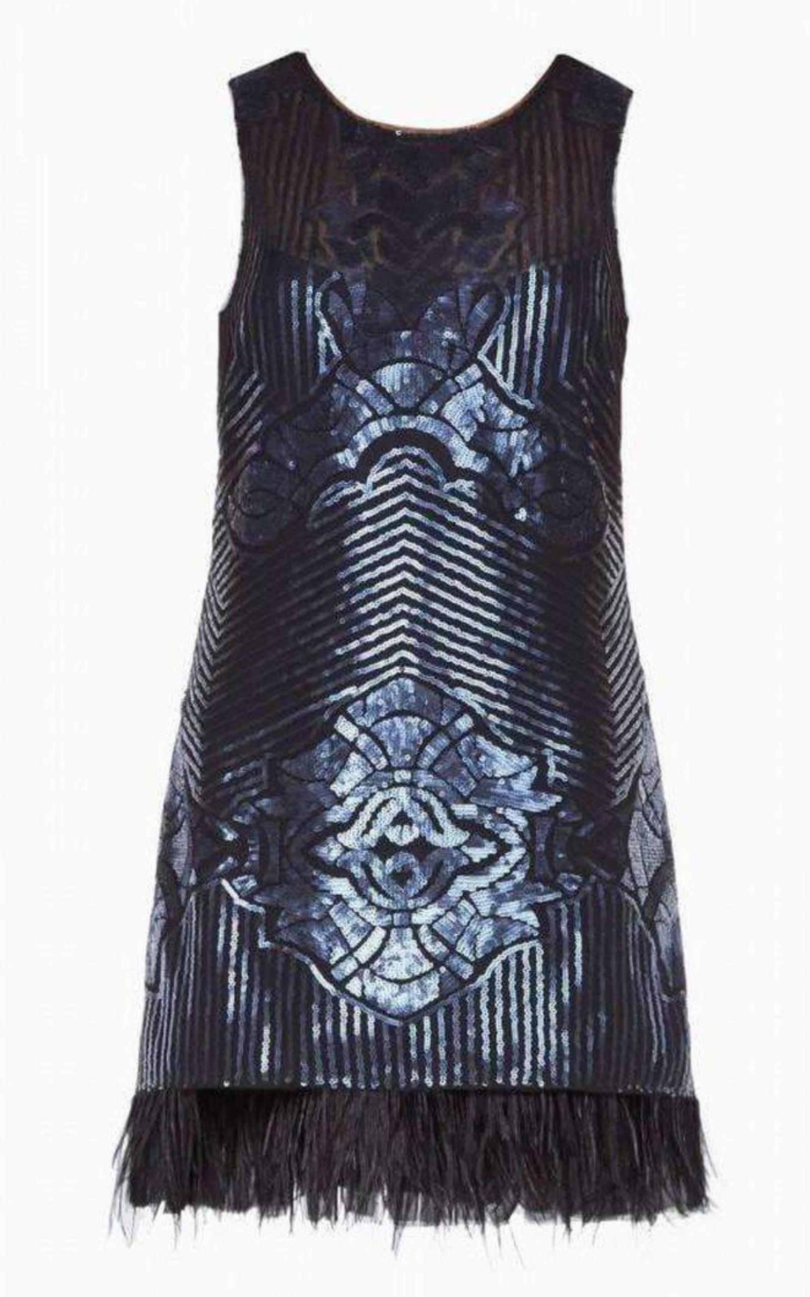 Caterina Sequin Feather Dress BCBGMAXAZRIA