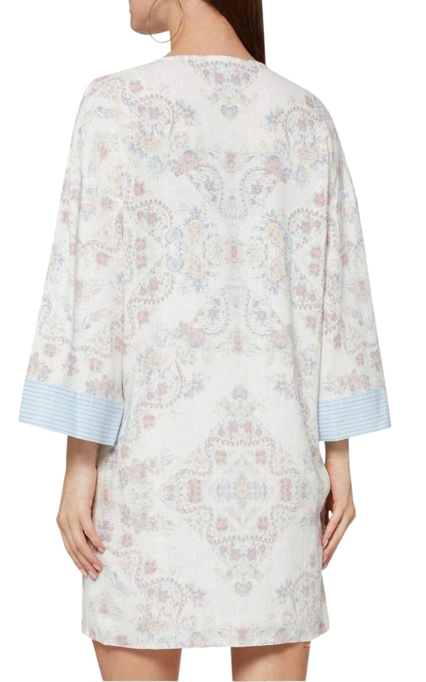 Contrast Trim Floral Print Tunic Dress BCBGMAXAZRIA